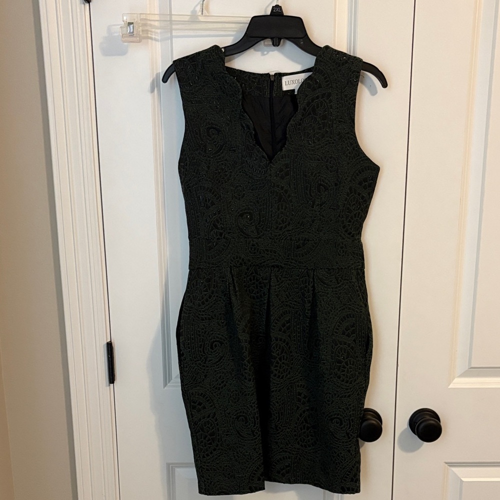 Luxology Black & Green Lace Mini Dress